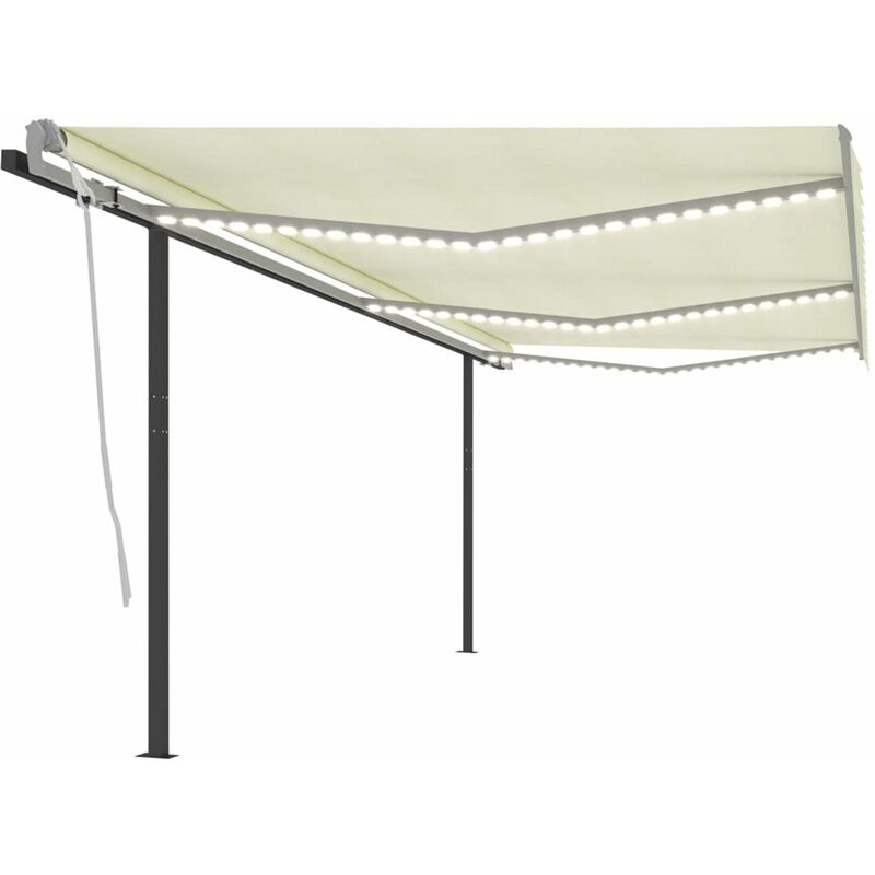 

Toldo manual retractil con LED color crema 6x3 m