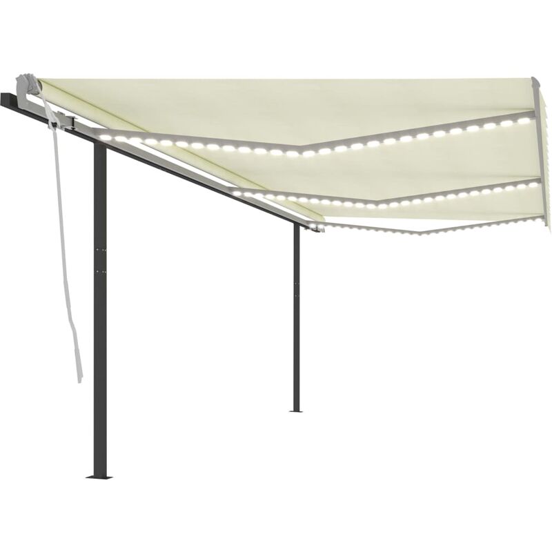 

Toldo manual retráctil con LED color crema 6x3 m