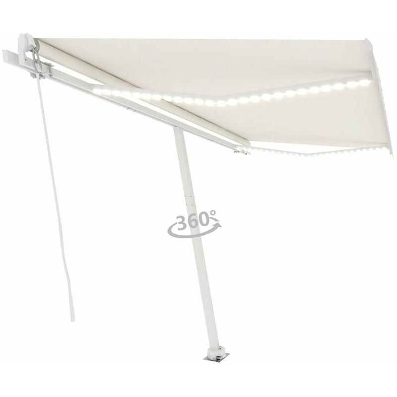 

Toldo manual retractil con LED crema 450x350 cm