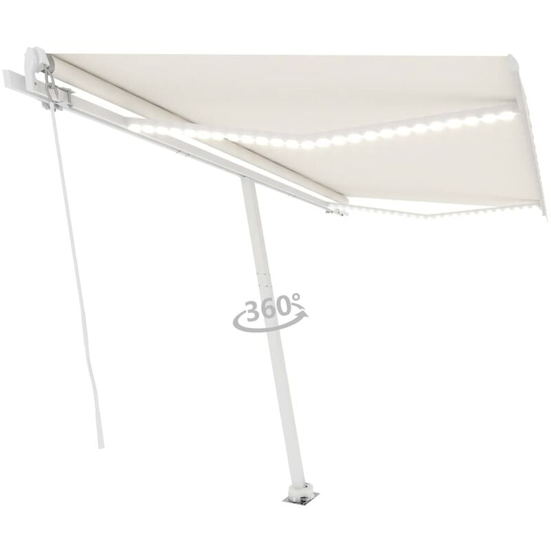 

Toldo manual retráctil con LED crema 450x350 cm