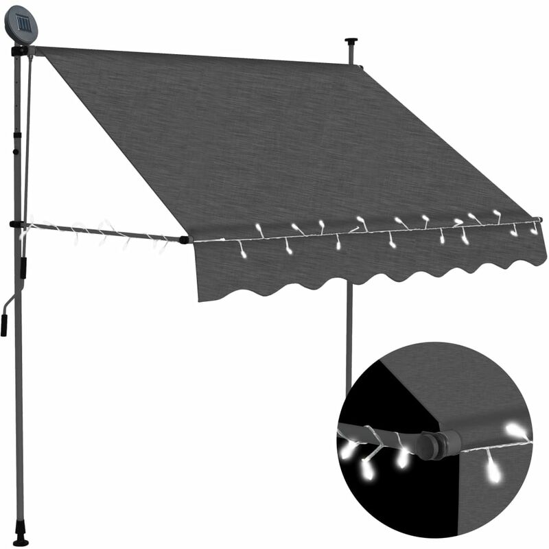 

Toldo manual retráctil con LED gris antracita 200 cm