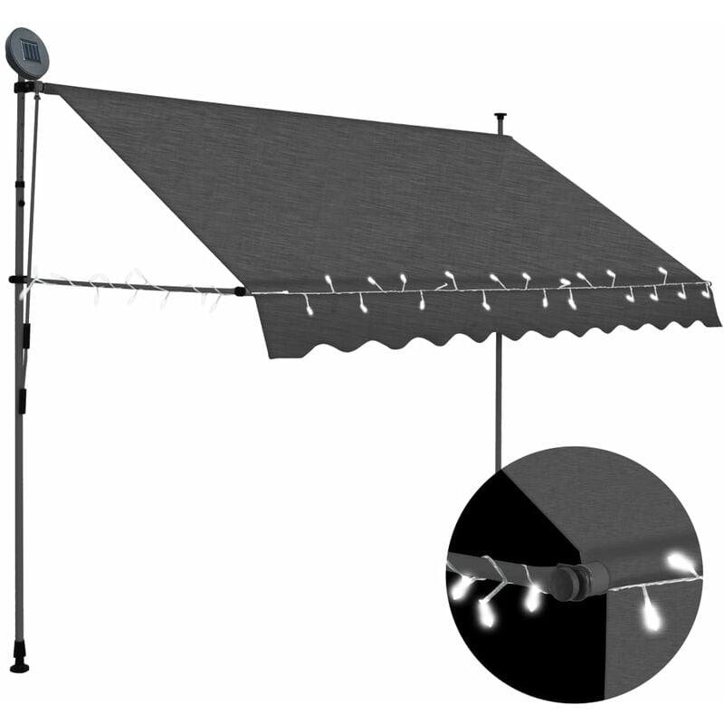 

Toldo manual retráctil con LED gris antracita 300 cm
