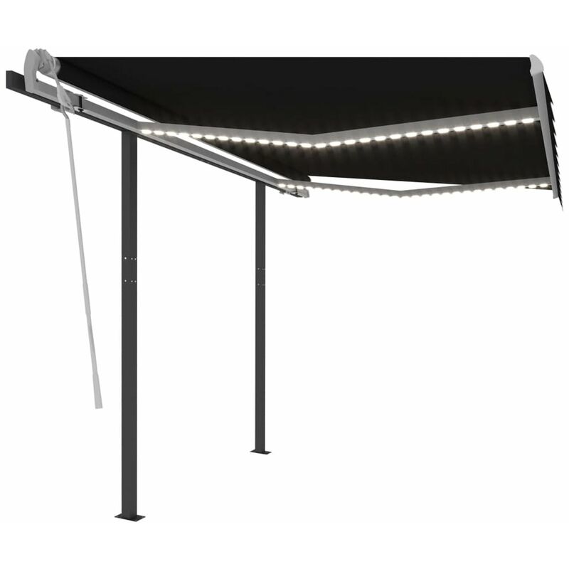 

Toldo manual retractil con LED gris antracita 3,5x2,5 m