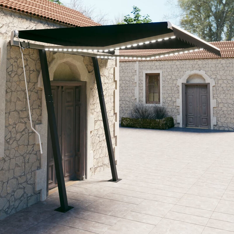 

Toldo manual retractil con LED gris antracita 3x2,5 m