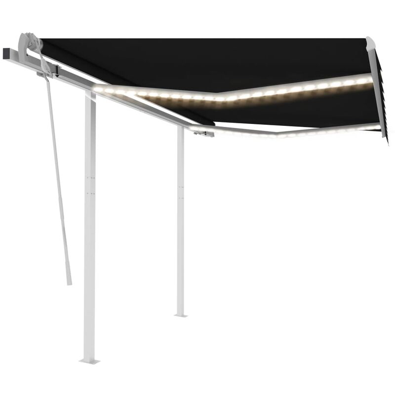 

Toldo manual retráctil con LED gris antracita 3x2,5 m