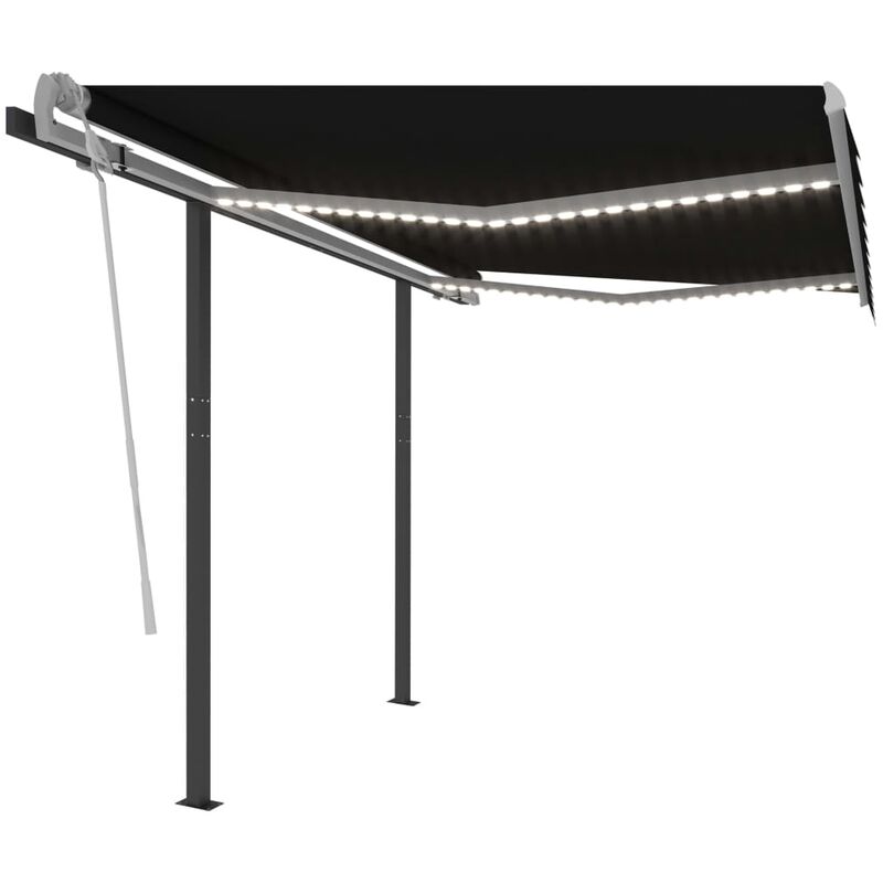 

Toldo manual retráctil con LED gris antracita 3x2,5 m