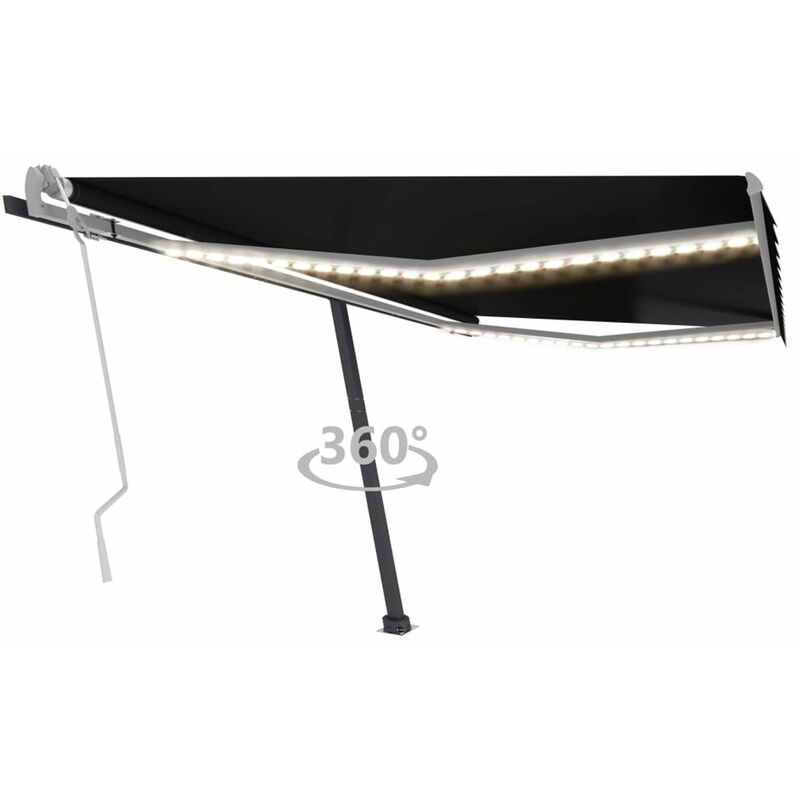 

Toldo manual retractil con LED gris antracita 400x350 cm