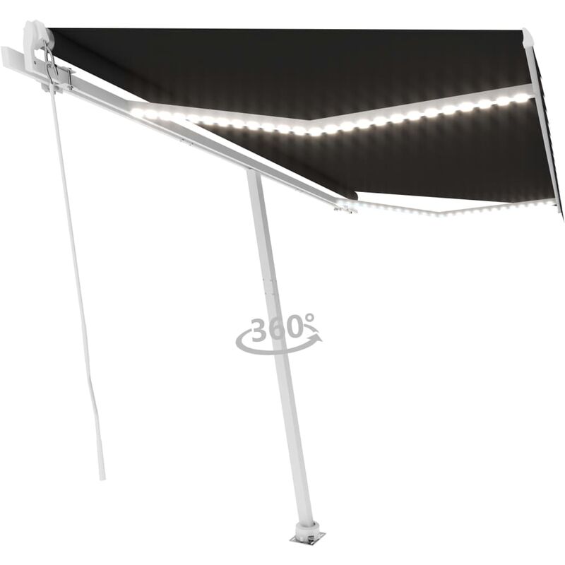 

Toldo manual retráctil con LED gris antracita 400x350 cm