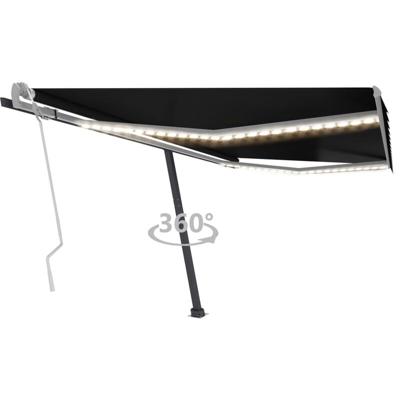 

Toldo manual retráctil con LED gris antracita 450x350 cm