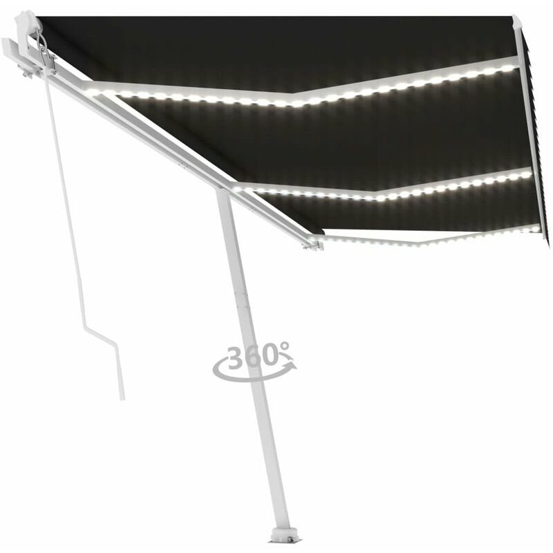 

Toldo manual retractil con LED gris antracita 600x350 cm