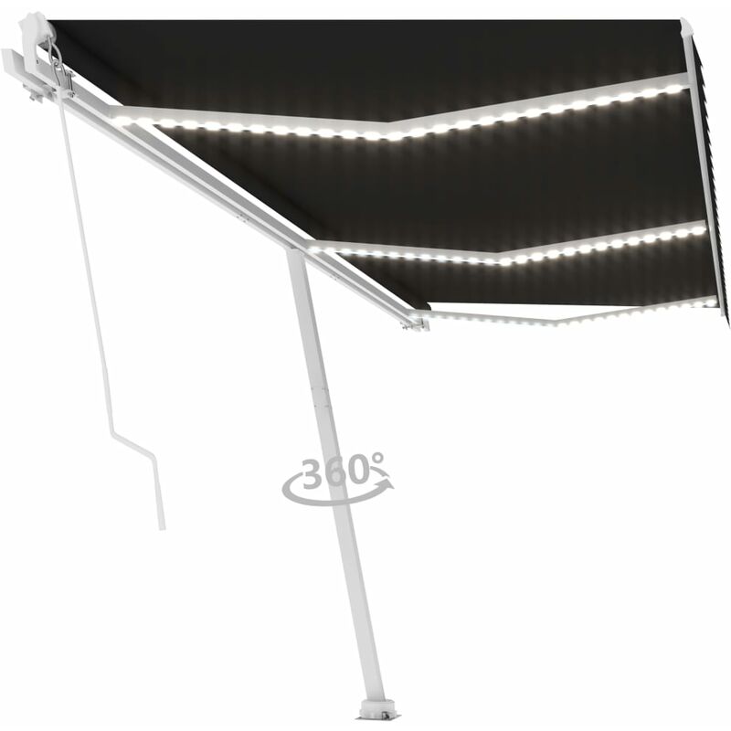 

Toldo manual retráctil con LED gris antracita 600x350 cm