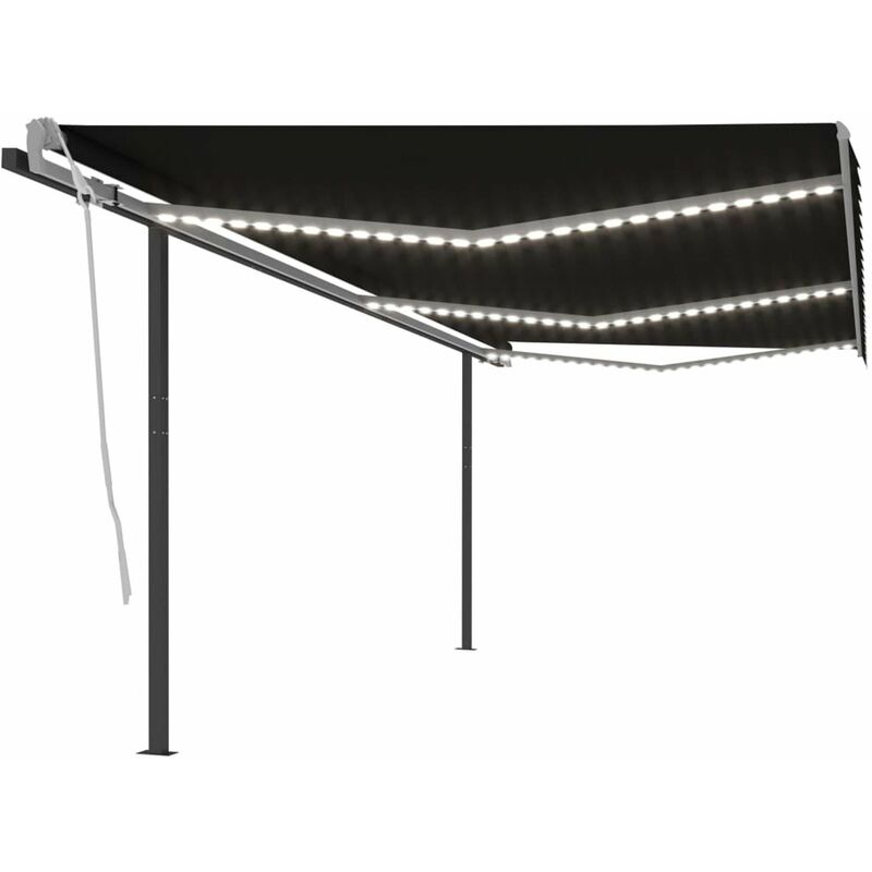 

Toldo manual retractil con LED gris antracita 6x3 m