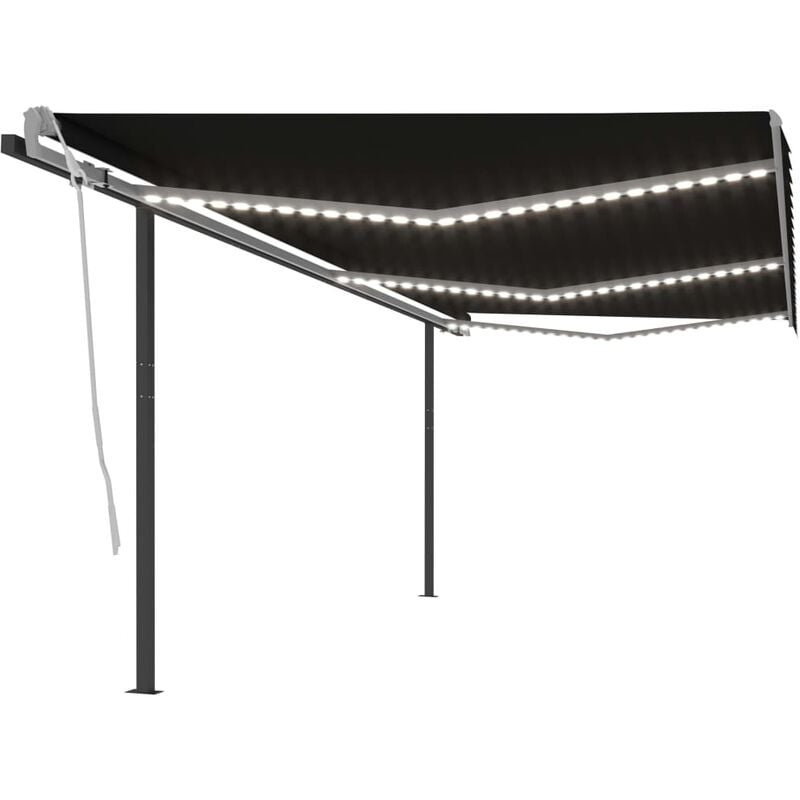 

Toldo manual retráctil con LED gris antracita 6x3 m