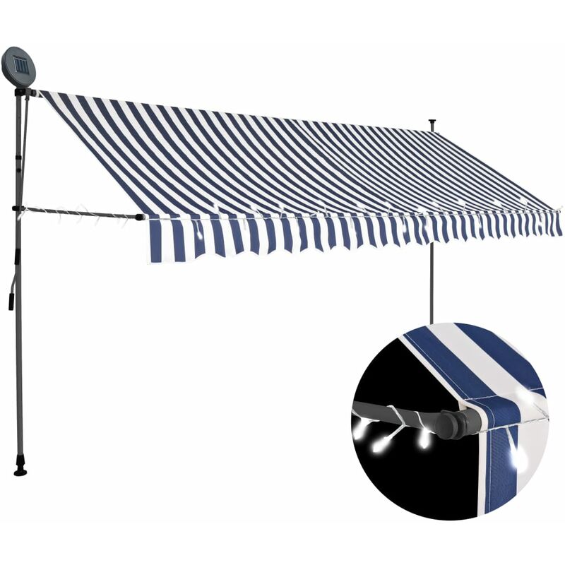 

Toldo Manual Retráctil con LED Azul y Blanco 350 cm - Multicolor - Vidaxl