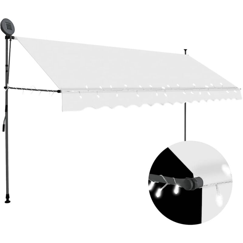 

vidaXL Toldo Manual Retráctil con LED Crema 400 cm - Crema