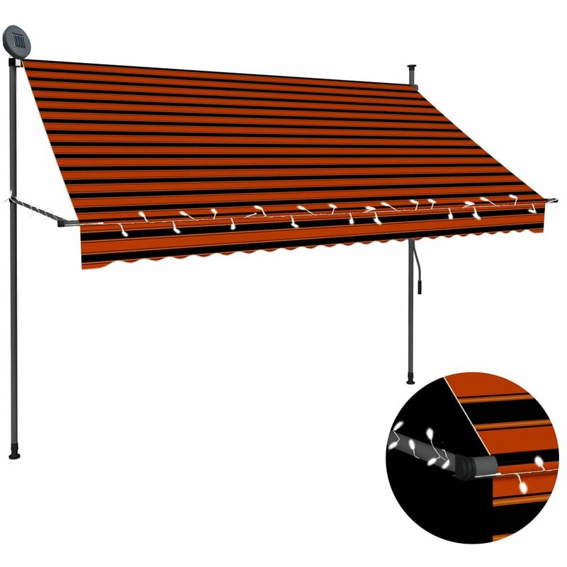 

Toldo manual retractil con LED naranja y marron 250 cm