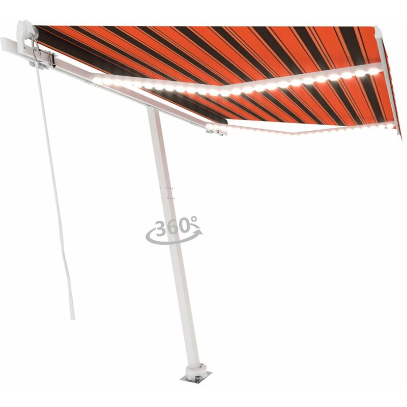 

Toldo manual retractil con LED naranja y marron 300x250 cm