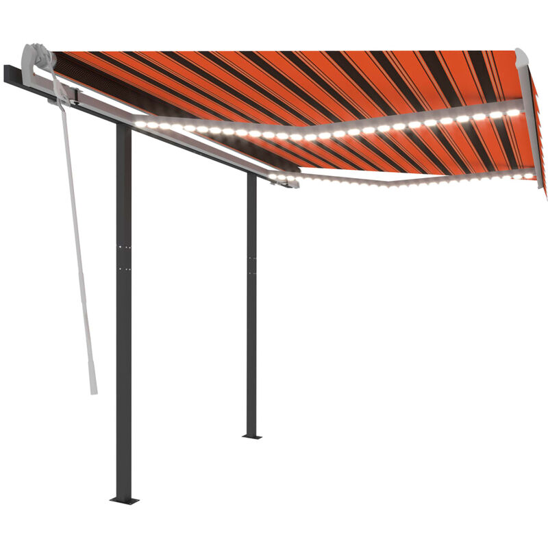 

Toldo manual retráctil con LED naranja y marrón 3,5x2,5 m