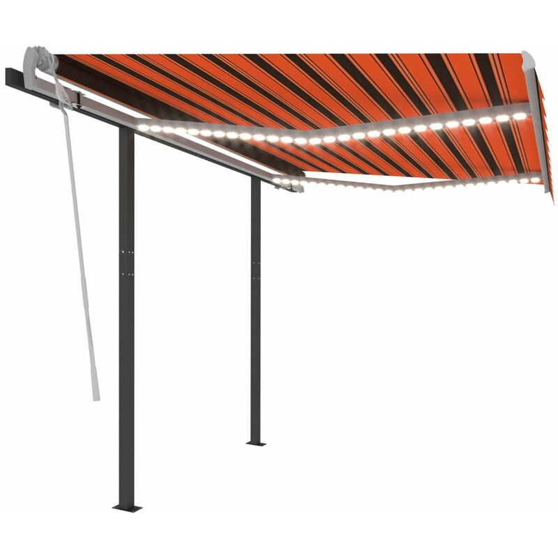 

Toldo manual retractil con LED naranja y marron 3x2,5 m