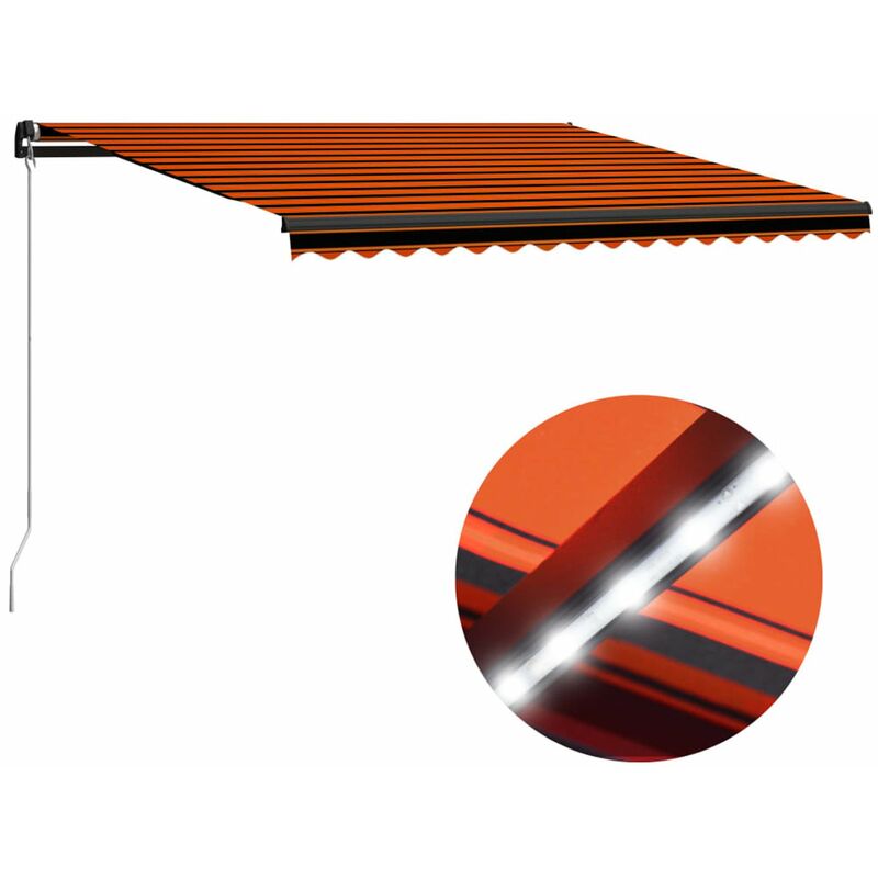 

Toldo manual retractil con LED naranja y marron 450x300 cm