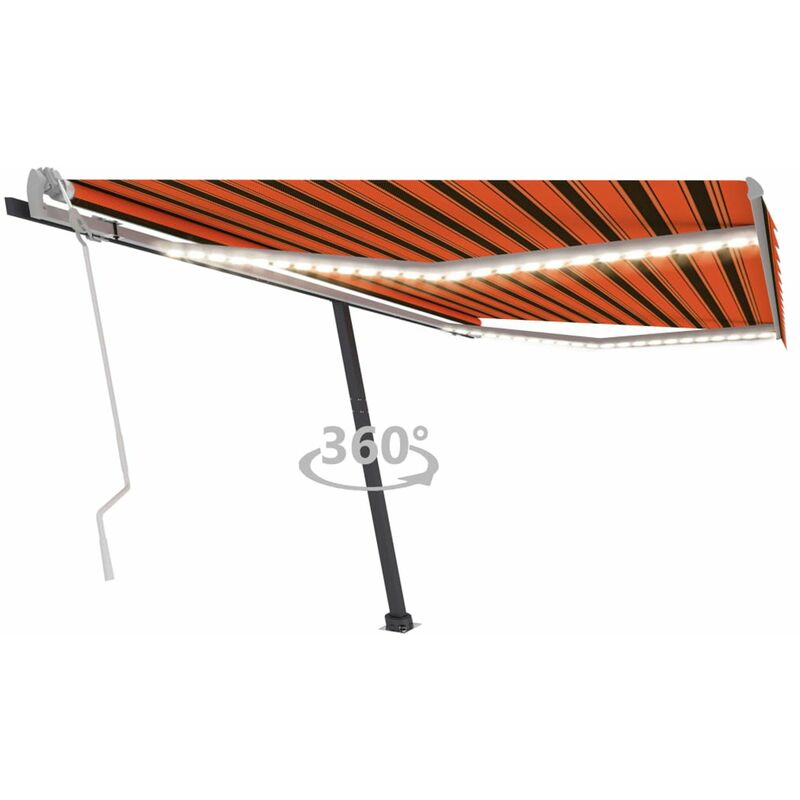 

Toldo manual retractil con LED naranja y marron 450x300 cm
