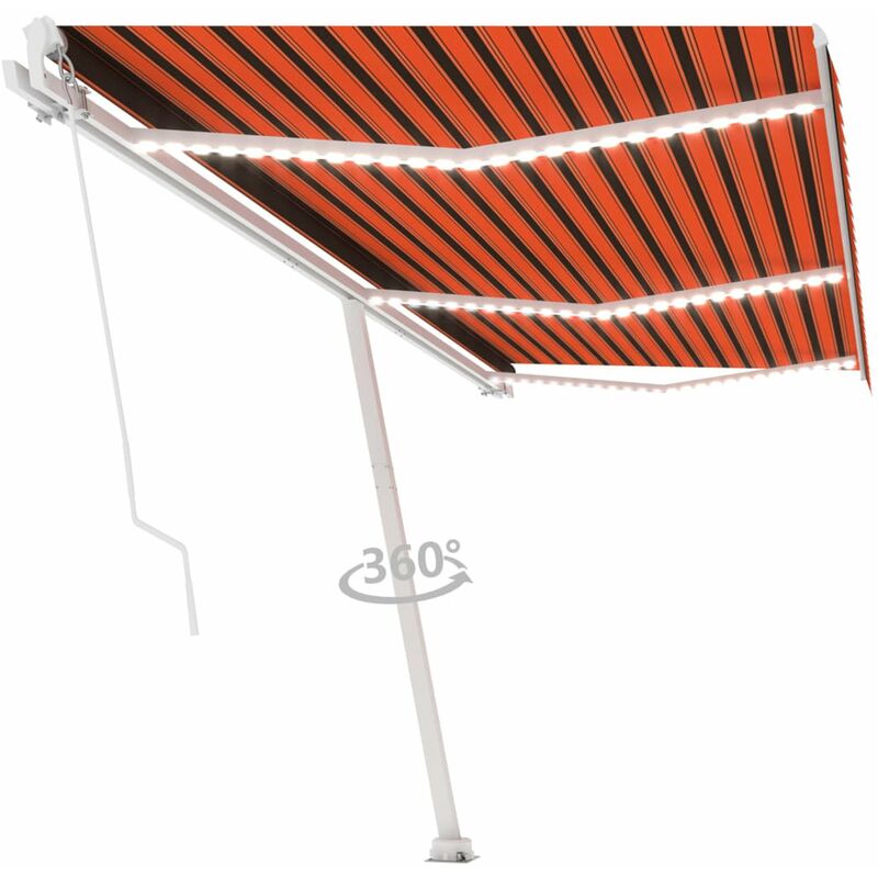 

Toldo manual retractil con LED naranja y marron 600x300 cm