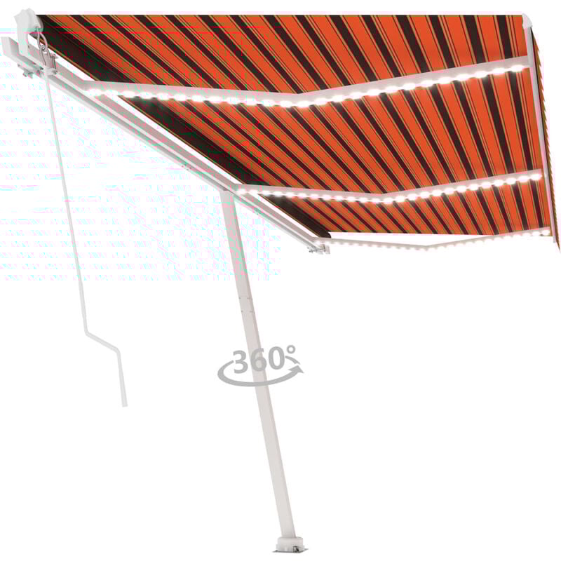

Toldo manual retráctil con LED naranja y marrón 600x300 cm