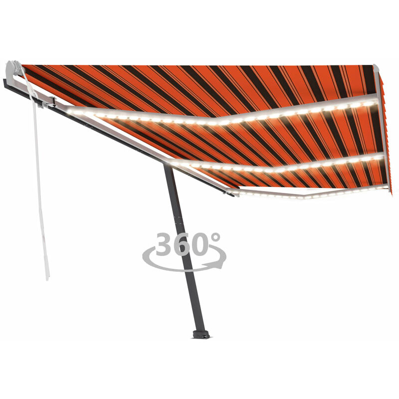

Toldo manual retráctil con LED naranja y marrón 600x300 cm
