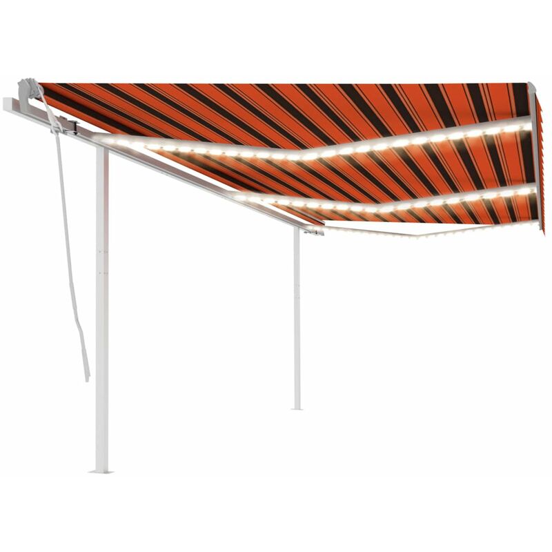 

Toldo manual retractil con LED naranja y marron 6x3 m