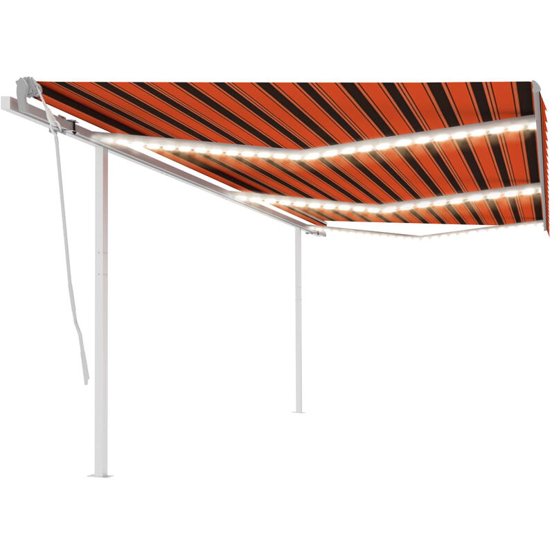 

Toldo manual retráctil con LED naranja y marrón 6x3 m