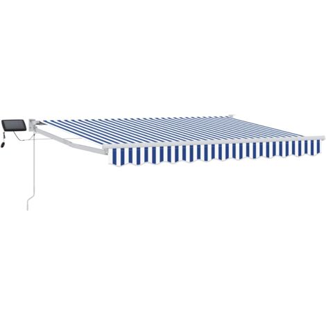 Toldo manual retráctil con LEDs Azul y 3 x 2,5 m