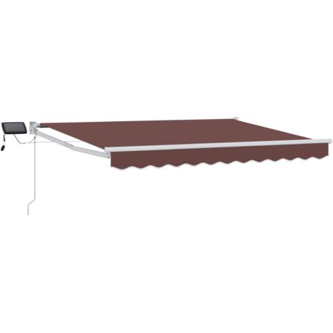 Toldo manual retráctil con LEDs Marrón y  2,5 x 2 m
