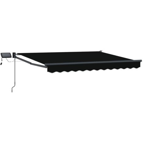 Toldo manual retráctil con LEDs Negro y Antracita 3,5 x 2,5 m