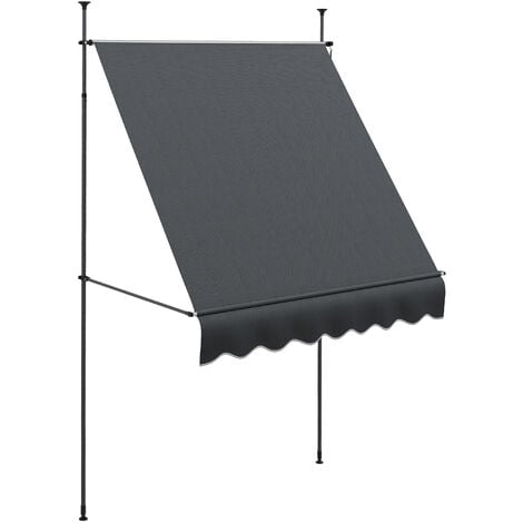 Toldo manual retráctil con manivela 200x120x210-300 cm toldo para balcón con altura ajustable impermeable y anti-UV para jardín terraza