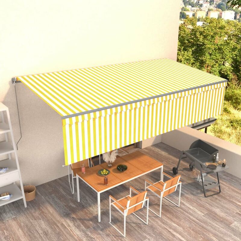 

Toldo manual retractil con persiana 6x3 m amarillo y blanco