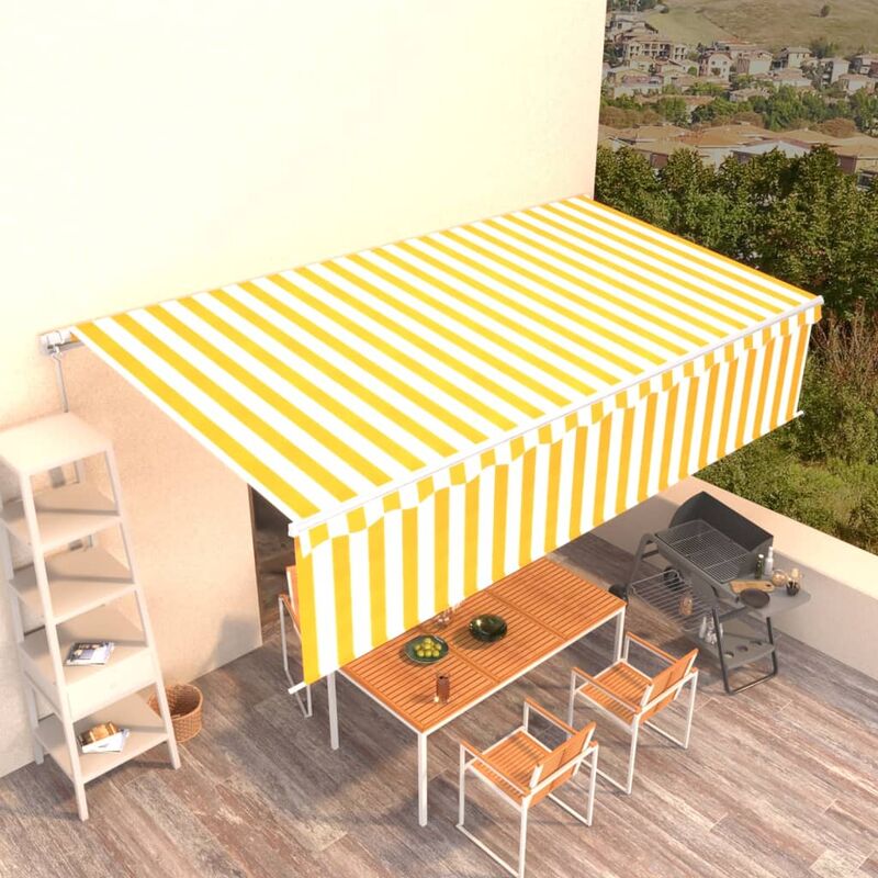

Toldo manual retráctil con persiana 6x3 m amarillo y blanco