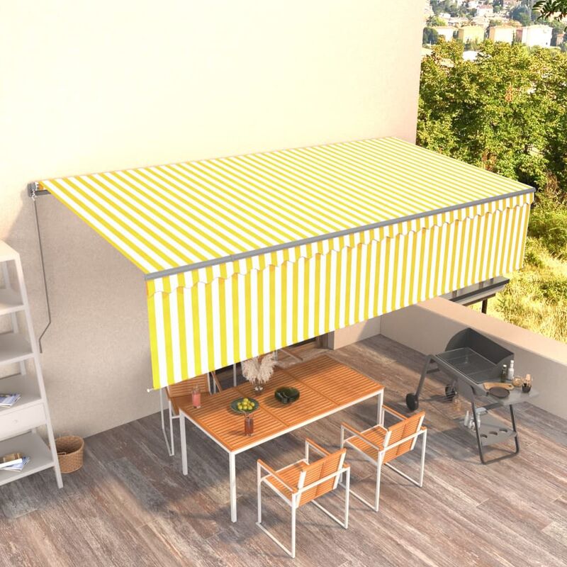 

Toldo manual retráctil con persiana 6x3 m amarillo y blanco