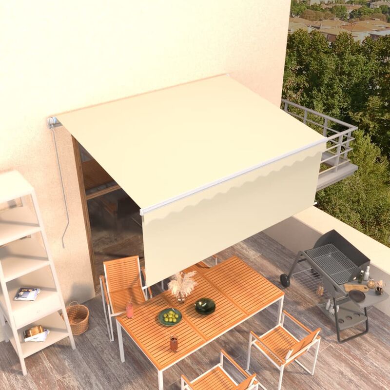 

Toldo manual retráctil con persiana crema 3,5x2,5m