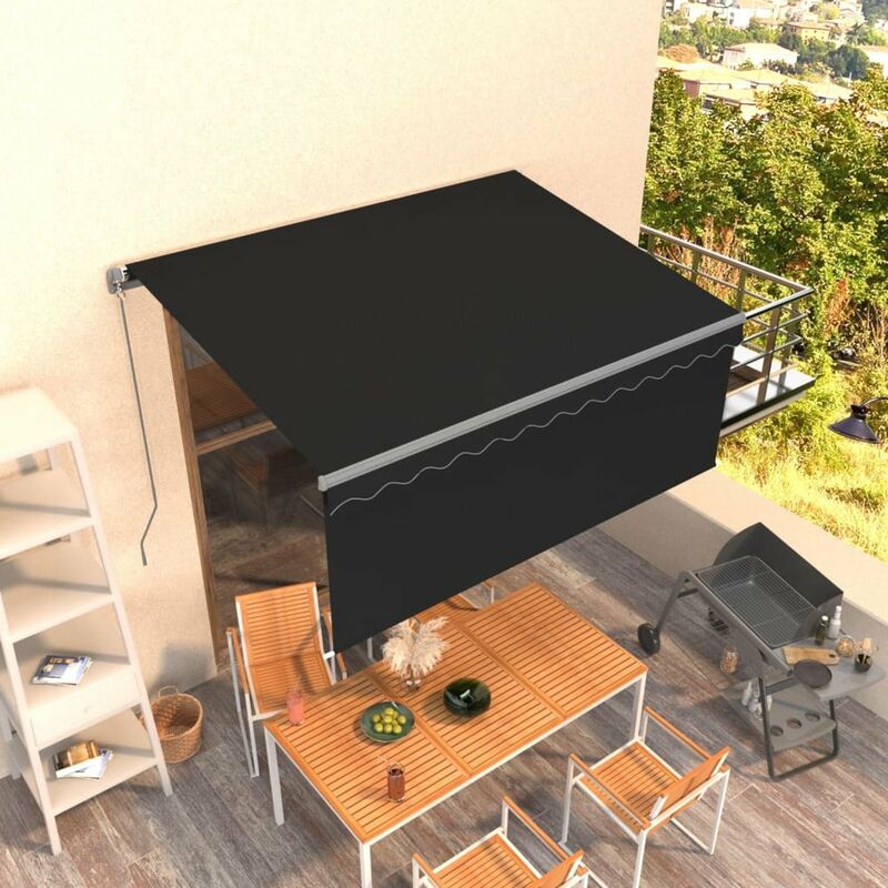 

Toldo manual retractil con persiana gris antracita 3,5x2,5m