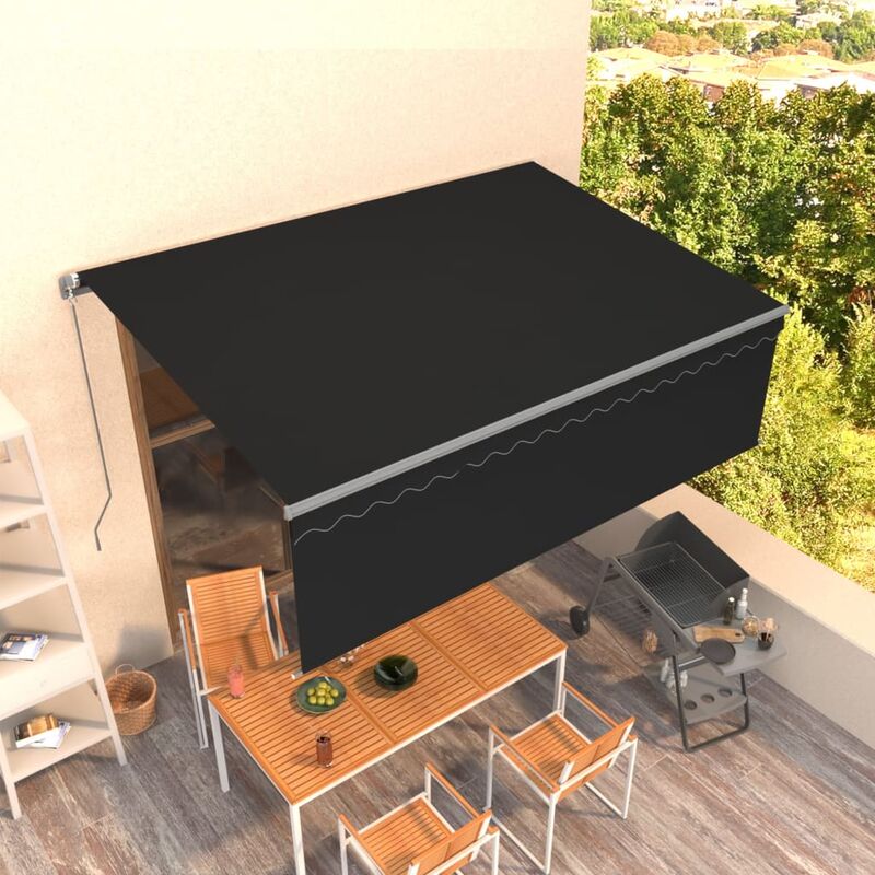 

Toldo manual retráctil con persiana gris antracita 4x3 m