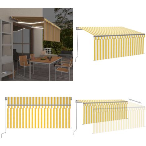 Toldo manual retráctil con persiana LED amarillo blanco 3x2,5m - Toldo exterior - Toldo LED