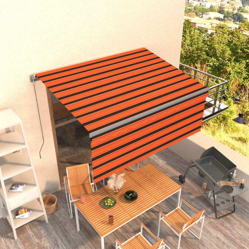 

Toldo manual retráctil con persiana naranja marrón 3,5x2,5m