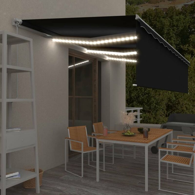 

Toldo manual retractil con persiana y LED 6x3 m gris antracita