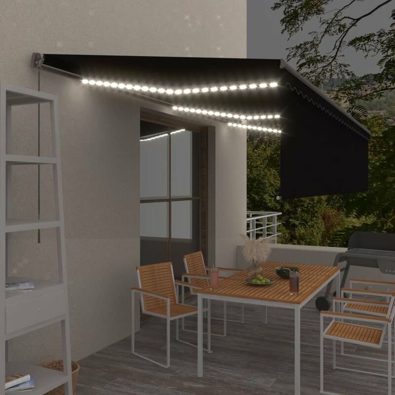

Toldo manual retractil con persiana y LED 6x3 m gris antracita