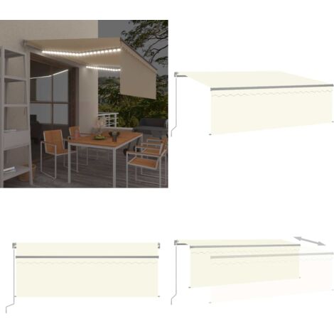 Toldo manual retráctil con persiana y LED crema 4x3 m - Toldo retráctil - Persiana LED
