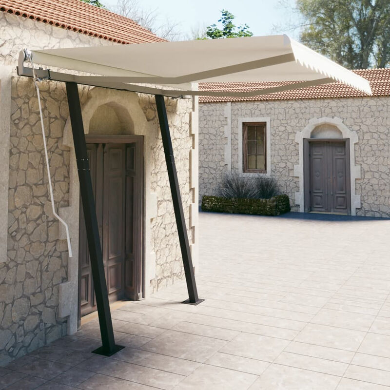 

Toldo manual retractil con postes color crema 3x2,5 m
