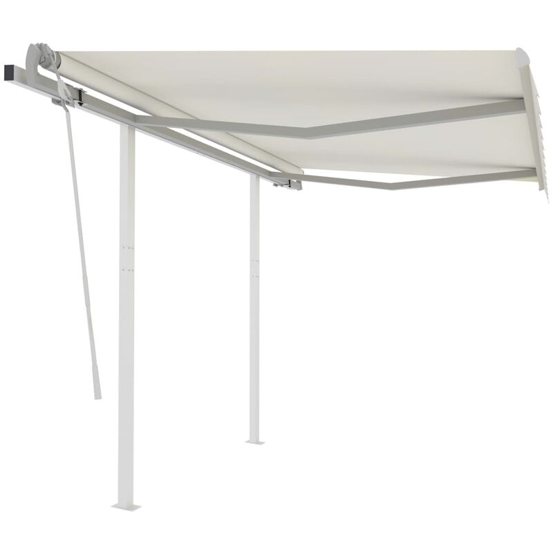 

Toldo manual retráctil con postes color crema 3x2,5 m