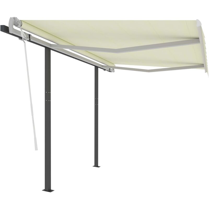 

Toldo manual retráctil con postes color crema 3x2,5 m