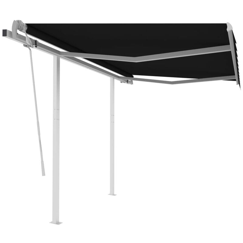 

Toldo manual retractil con postes gris antracita 3x2,5 m