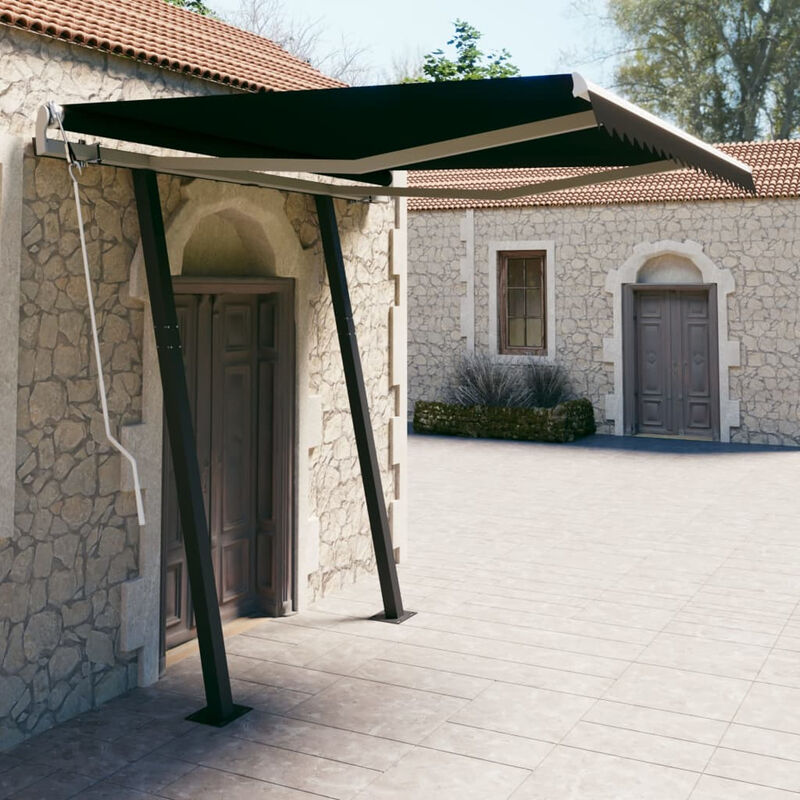 

Toldo manual retractil con postes gris antracita 3x2,5 m